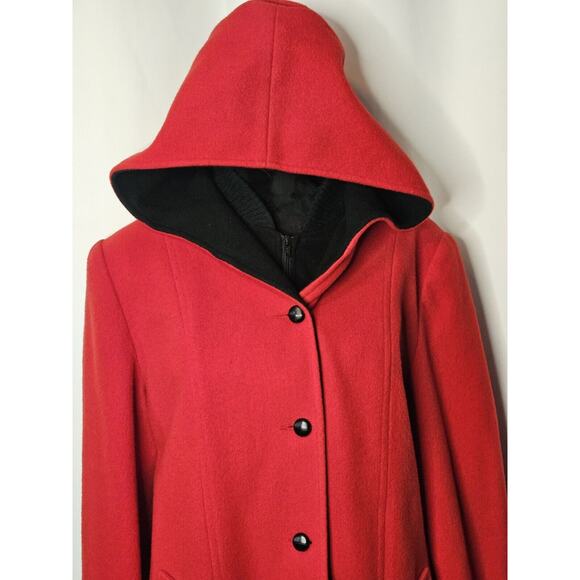 Authentic Mackintosh Vest Coat Wool Size 12 Vintage Made USA Hooded Red/Black - Picture 4 of 14